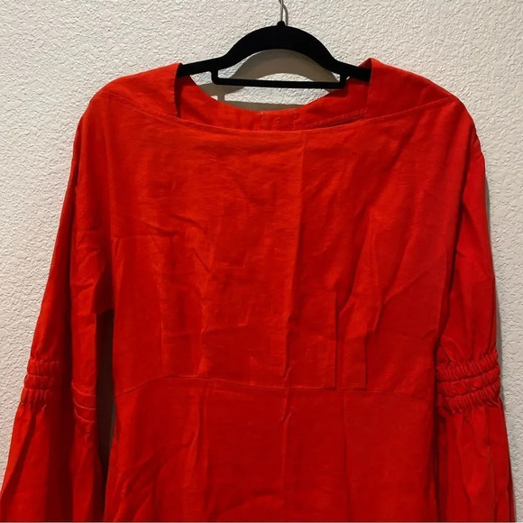 LINE & DOT Button Back Dress Red Square Neck Long Sleeve Pockets Size Large - Picture 3 of 10